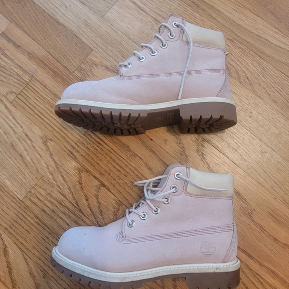 Timberland Premium Waterproof Classic Light Pink Junior Combat Hiking Boots - Picture 5 of 10
